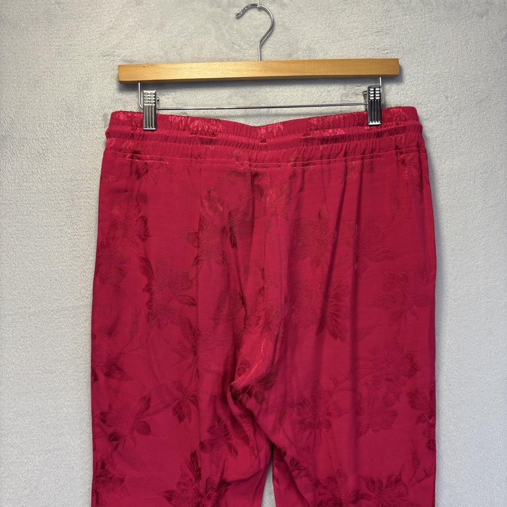 RtA Hot Pink Jacquard Sweatpants Womens Medium Floral Drawstring Italian Fabric - Picture 13 of 14
